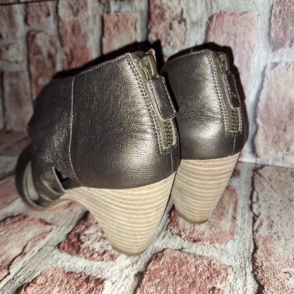 Eileen Fisher 'Mary' Twist Front Metallic Leather Wedge Pump - Bronze - Picture 7 of 16